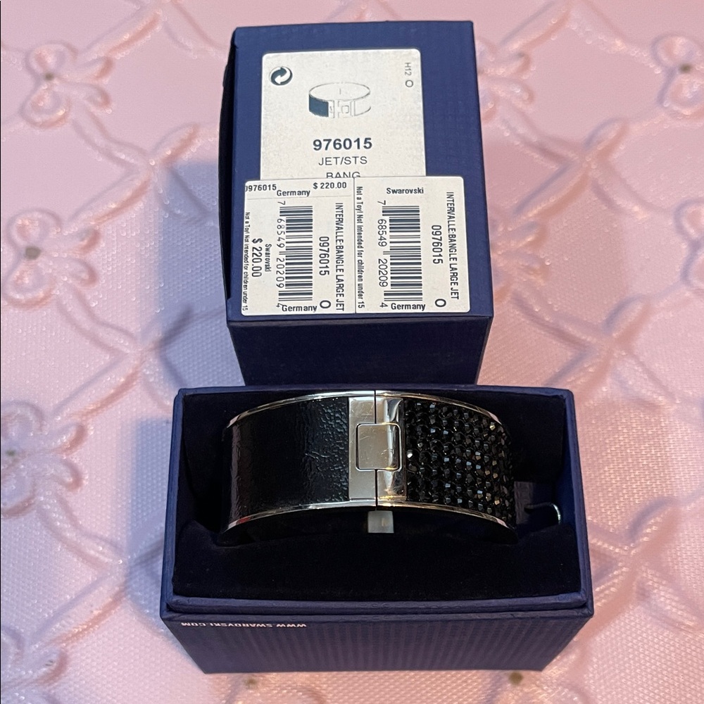 Swarovski Black and Silver Cuff Bangle